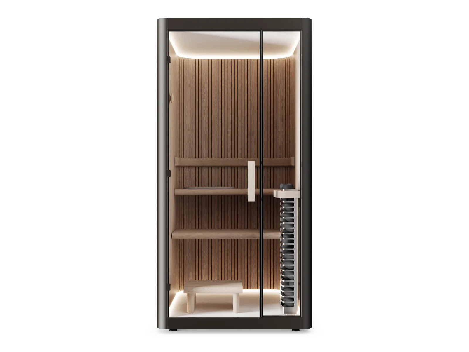 Haven Sauna apartment unit in charcoal exterior finish