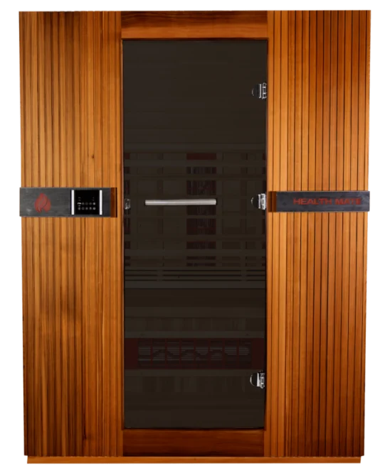 Health Mate Inspire 3 infrared sauna front view with glass door and control panel