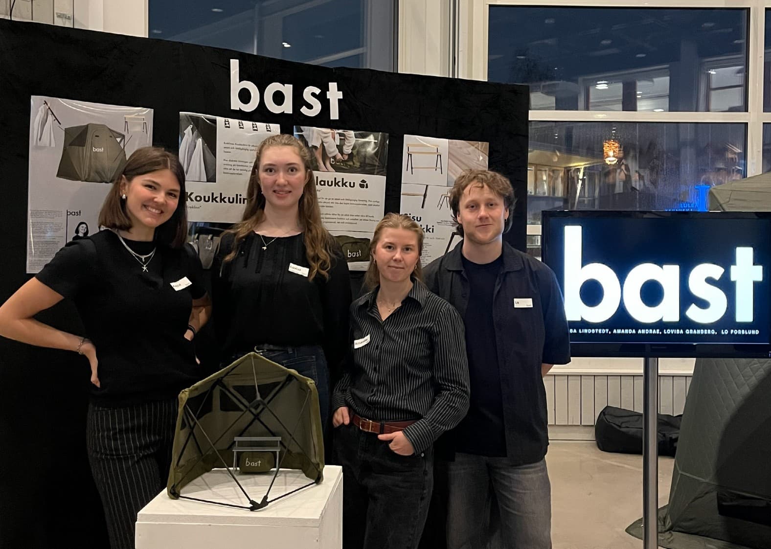 The team behind bast in front of their design at Luleå tekniska universitet