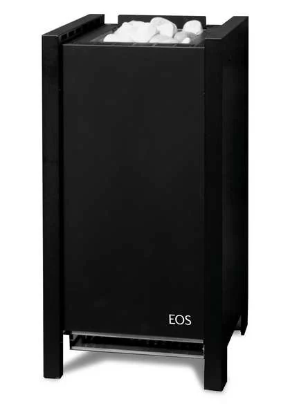 EOS Herkules S25 black sauna tower heater with sauna stones on top