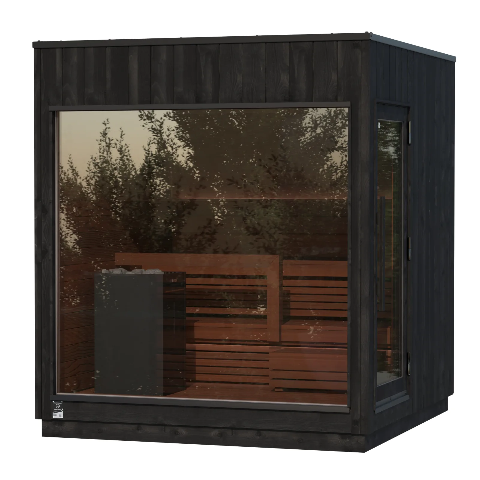 Kirami FinVision Sauna M Misty exterior in landscape setting