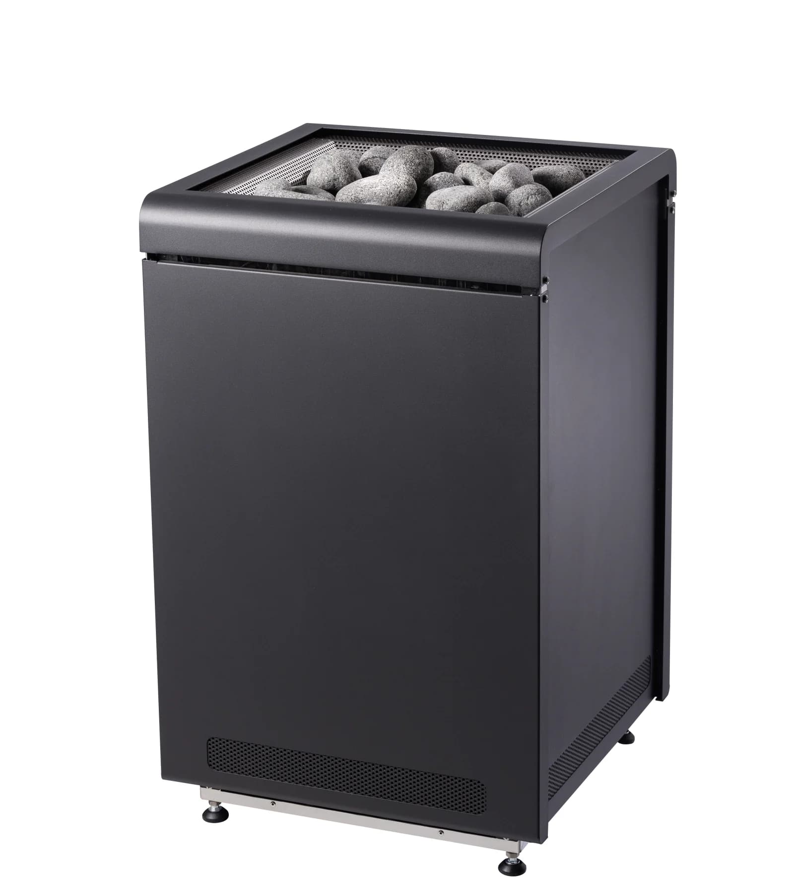 Sentiotec Concept R black floor-standing sauna heater with stones, product view