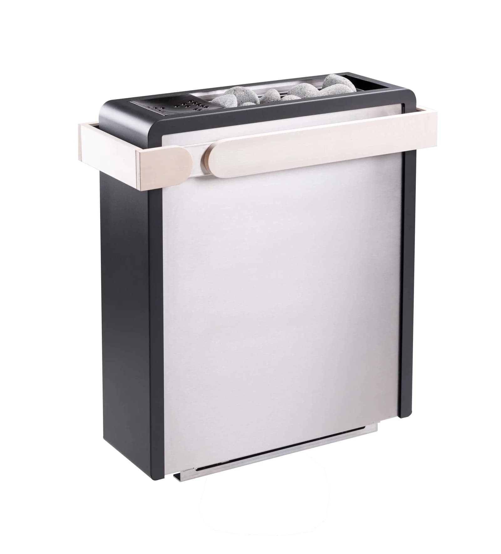 Sentiotec Concept R mini combi wall-mounted heater with wooden railing, front view