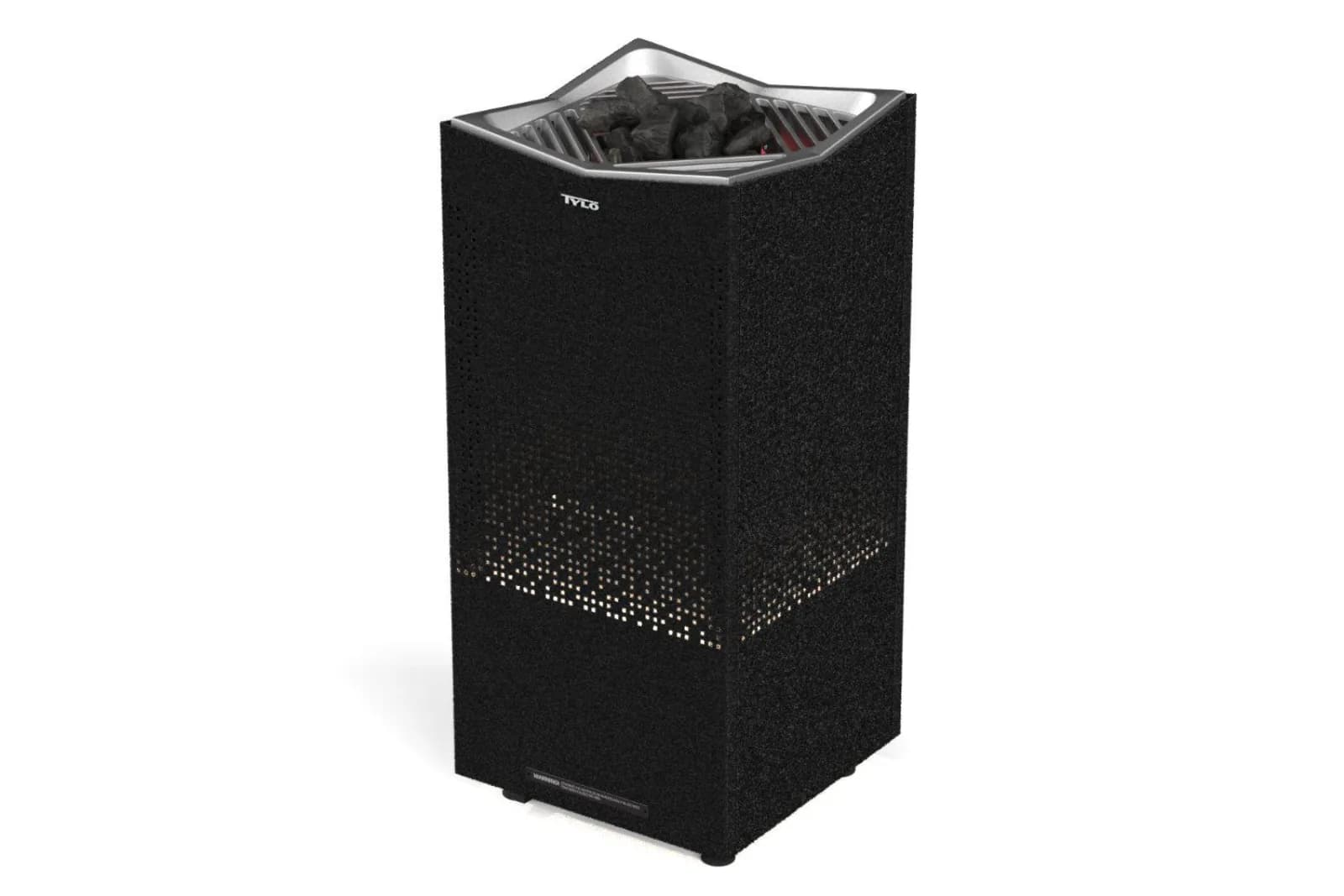 Tylö Crown electric heater in black with visible stone bed